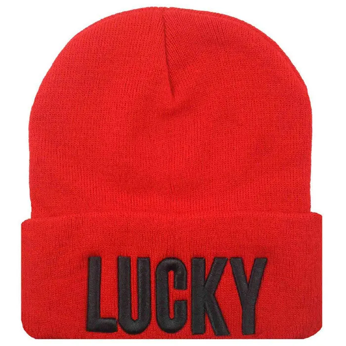 Unisex Men and Women Cap with Letter Hat Cap LUCKY Knitted Hats for Women Beanies for Men Sport Hats / Gorros / Bonnets